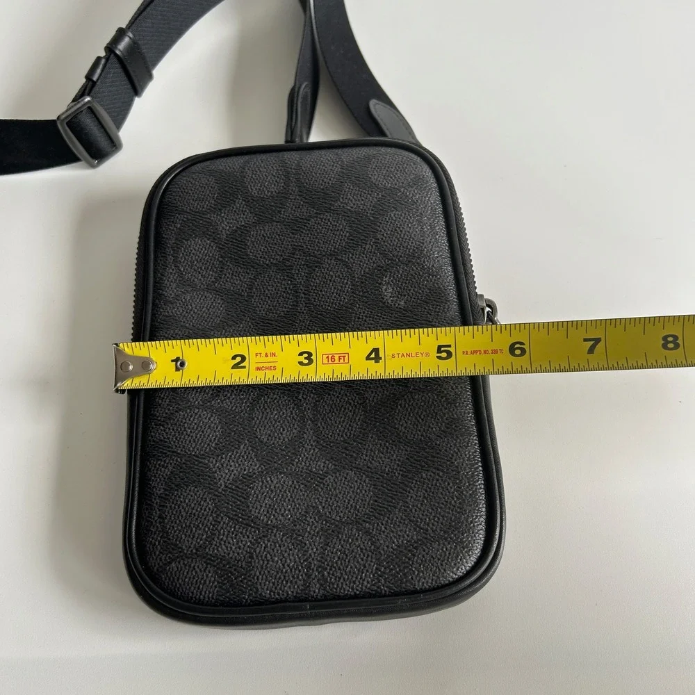 Coach Aden‎ Crossbody Black Signature Canvas Leather Bag Excellent
